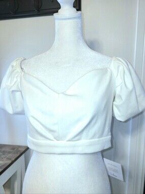 Lulu's Women's Cream Puff-Sleeve Cropped Top Size Medium